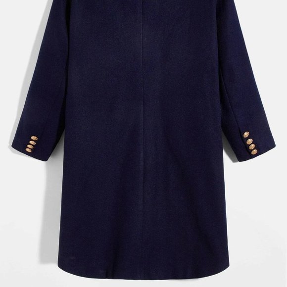 Casual Navy Blue Double Breasted Men's Overcoat - Picture 5 of 7